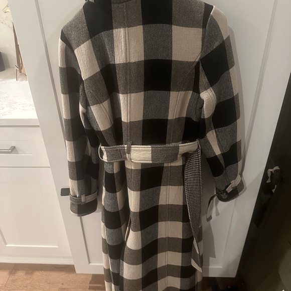 Banana Republic Black and Cream Plaid Pea Coat - Picture 4 of 4